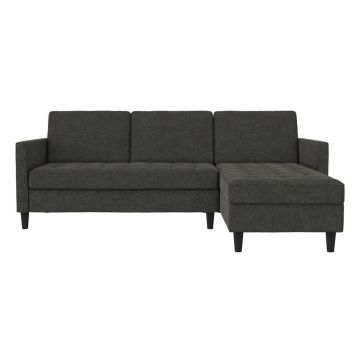 Colțar gri închis cu tapițerie din catifea Presley – Støraa