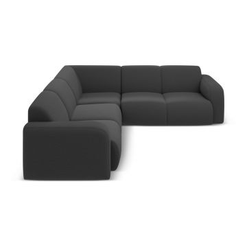 Colțar gri închis cu tapițerie din țesătură bouclé (cu colț variabil/în formă de ”L”) Molino – Micadoni Home