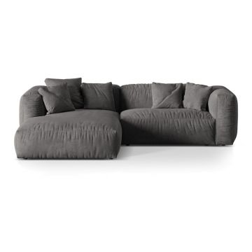 Colțar modular gri cu tapițerie din catifea (cu colț pe partea stângă/cu șezlong) Martina – Micadoni