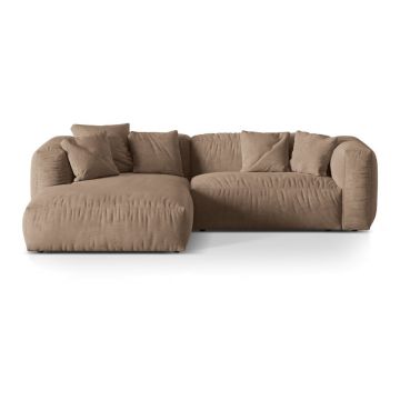 Colțar modular maro deschis cu tapițerie din catifea (cu colț pe partea stângă/cu șezlong) Martina – Micadoni