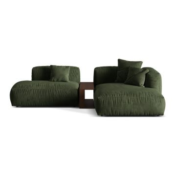 Colțar modular verde cu tapițerie din catifea (cu colț pe partea dreaptă/cu șezlong) Martina – Micadoni
