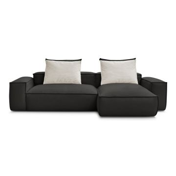 Colțar negru cu tapițerie din imitație de piele (cu colț variabil) Boheme – Bobochic Paris