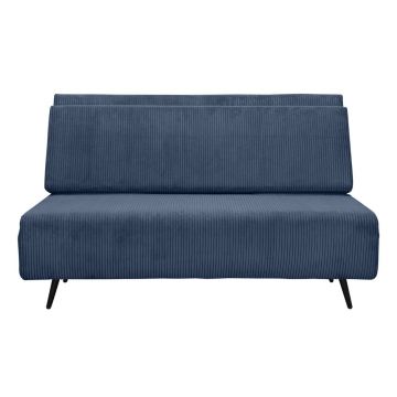 Canapea albastră extensibilă cu tapițerie din catifea reiată 140 cm Mallory – Støraa