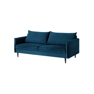 Canapea albastru-închis cu tapițerie din catifea 203 cm Juli – Ropez