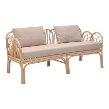 Canapea cu 2 locuri pentru gradina de gradina Ytrone Boho, Natural, 166x61x71 cm
