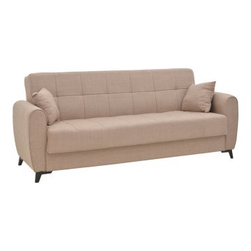 Canapea extensibila cu depozitare pentru trei persoane Lincoln, tesatura  antracit, 225x85x90cm 85x225