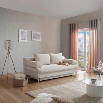 CANAPEA EXTENSIBILĂ lemn, plastic, textil bej