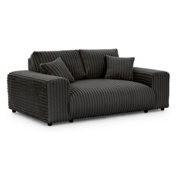 Canapea gri închis cu tapițerie din catifea reiată 178 cm Justin – Ropez