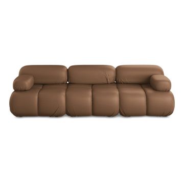 Canapea modulară maro cu tapițerie din imitație de piele 285 cm Lokua – Makamii