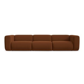 Canapea portocalie/maro cu tapițerie din catifea 319 cm Ekahi – Makamii