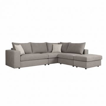 Canapea reversibila London stofa gri perne, gri deschis, 296x246x95 cm