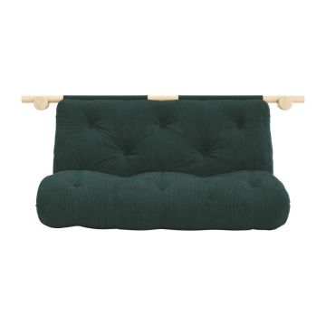 Canapea verde-închis extensibilă cu tapițerie din catifea reiată 135 cm Hooked – Karup Design