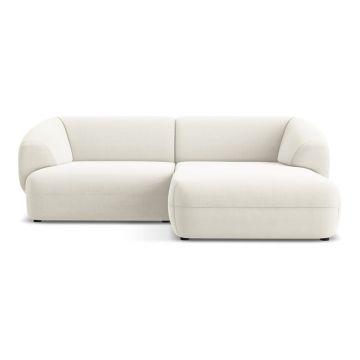 Colțar alb cu tapițerie din catifea (cu colț pe partea dreaptă) Moana – Makamii