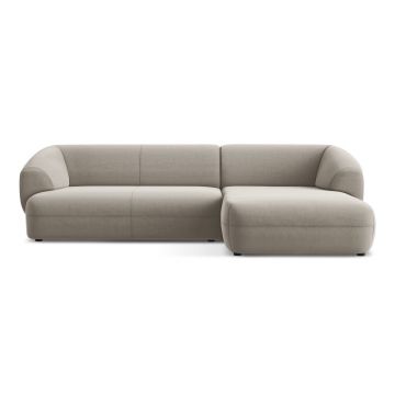 Colțar bej cu tapițerie din catifea (cu colț pe partea dreaptă) Moana – Makamii