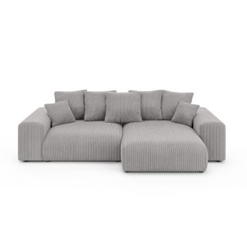 Colțar gri deschis extensibil/cu spațiu de depozitare cu tapițerie din catifea reiată (cu colț variabil) Luma – Ropez