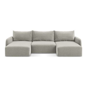 Colțar gri deschis extensibil/cu spațiu de depozitare Kalena – Makamii