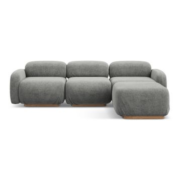 Colțar modular gri cu tapițerie din țesătură bouclé Ailani – Makamii