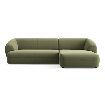 Colțar verde cu tapițerie din catifea (cu colț pe partea dreaptă) Moana – Makamii