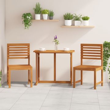 Set de 2 scaune de grădină din lemn masiv de acacia fără brațe