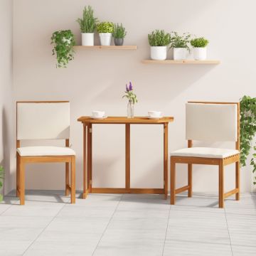 Set de 2 scaune de grădină fără brațe, cu perne, din lemn solid de acacia, marca