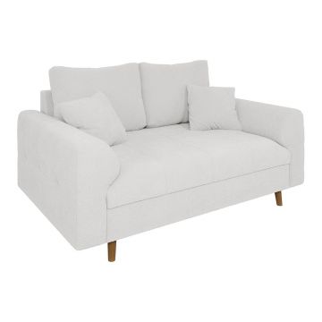 Canapea albă cu tapițerie din țesătură bouclé 150 cm Ariella – Ropez