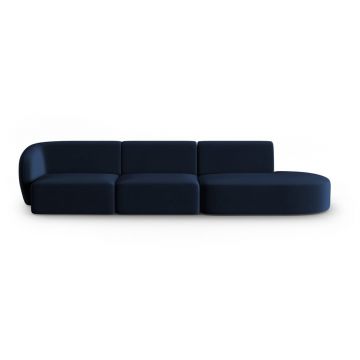 Canapea albastră cu tapițerie din catifea cu colț pe partea stângă 311 cm Paolo – Milo Casa