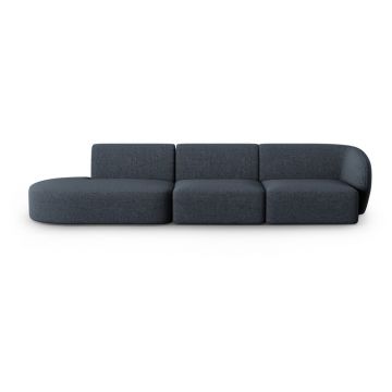 Canapea albastră cu tapițerie din chenille cu colț pe partea dreaptă 311 cm Paolo – Milo Casa