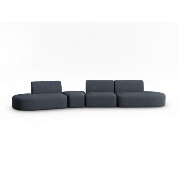 Canapea albastră cu tapițerie din chenille cu colț pe partea stângă 428 cm Paolo – Milo Casa