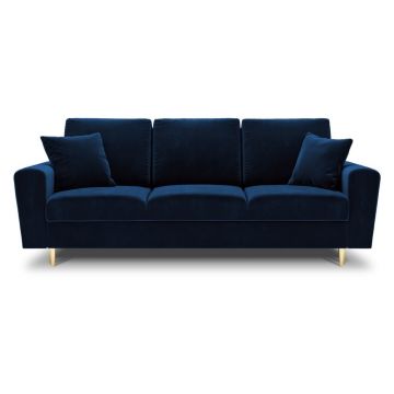Canapea albastră extensibilă, cu spațiu de depozitare cu tapițerie din catifea 235 cm Kyoto – Cosmopolitan Design