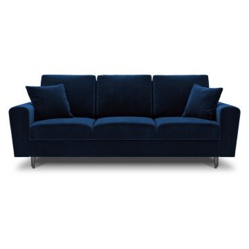 Canapea albastră extensibilă, cu spațiu de depozitare cu tapițerie din catifea 235 cm Kyoto – Cosmopolitan Design