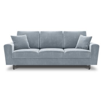 Canapea albastru-deschis extensibilă, cu spațiu de depozitare cu tapițerie din catifea 235 cm Kyoto – Cosmopolitan Design