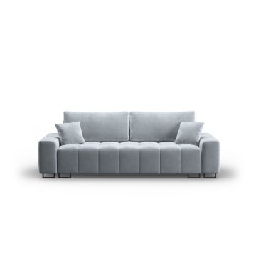 Canapea albastru-deschis extensibilă, cu spațiu de depozitare cu tapițerie din catifea 250 cm Wicklow – Cosmopolitan Design