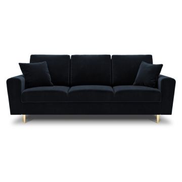 Canapea albastru-închis extensibilă, cu spațiu de depozitare cu tapițerie din catifea 235 cm Kyoto – Cosmopolitan Design