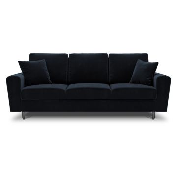 Canapea albastru-închis extensibilă, cu spațiu de depozitare cu tapițerie din catifea 235 cm Kyoto – Cosmopolitan Design
