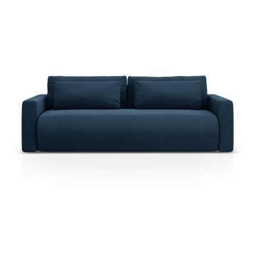 Canapea albastru-închis extensibilă, cu spațiu de depozitare cu tapițerie din catifea 238 cm Belfast – Cosmopolitan Design