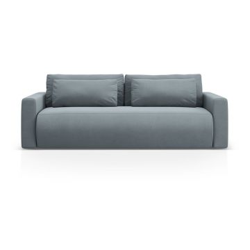 Canapea albastru prăfuit extensibilă, cu spațiu de depozitare cu tapițerie din catifea 238 cm Belfast – Cosmopolitan Design