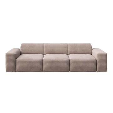 Canapea bej cu tapițerie din catifea reiată 285 cm Villet – Rodier