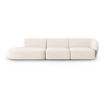 Canapea bej cu tapițerie din chenille cu colț pe partea dreaptă 311 cm Paolo – Milo Casa