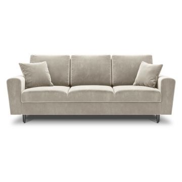 Canapea bej extensibilă, cu spațiu de depozitare cu tapițerie din catifea 235 cm Kyoto – Cosmopolitan Design