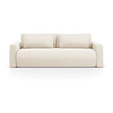 Canapea bej extensibilă, cu spațiu de depozitare cu tapițerie din catifea 238 cm Belfast – Cosmopolitan Design