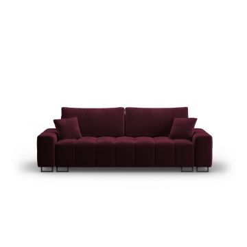 Canapea burgundy extensibilă, cu spațiu de depozitare cu tapițerie din catifea 250 cm Wicklow – Cosmopolitan Design