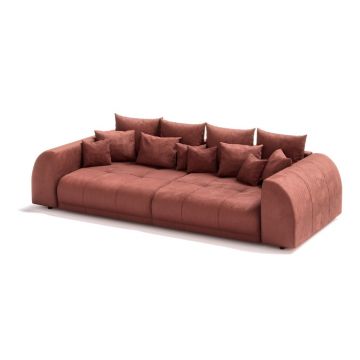 Canapea cărămizie extensibilă cu tapițerie din catifea reiată 310 cm Vanessa – Ropez