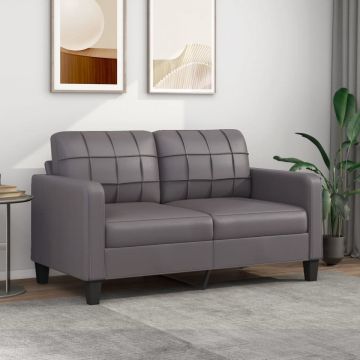 Canapea cu 2 locuri, gri, 140 cm, piele ecologică