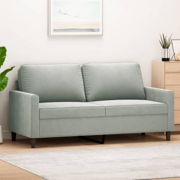 Canapea cu 2 locuri, gri deschis, 140 cm, catifea