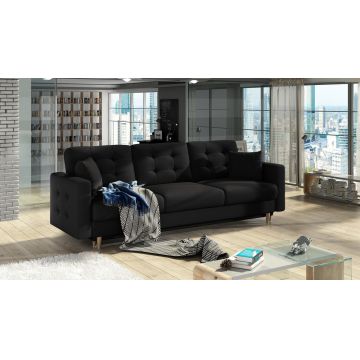 Canapea extensibila 3 locuri ELTAP, Ask07, Asgard, 233x92x93 cm, lemn/poliester, negru