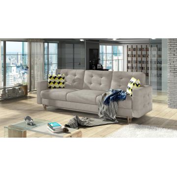 Canapea extensibila 3 locuri ELTAP, Ask10, Asgard, 233x92x93 cm, lemn/poliester, bej inchis