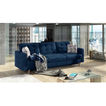 Canapea extensibila 3 locuri ELTAP, Ask14, Asgard, 233x92x93 cm, lemn/poliester, albastru inchis