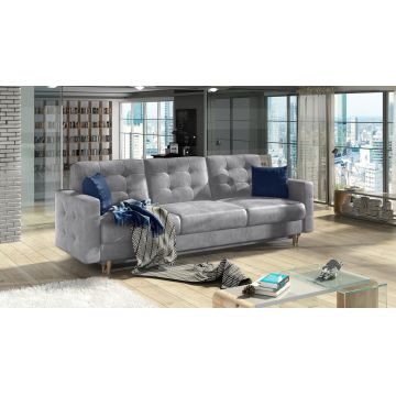 Canapea extensibila 3 locuri ELTAP, Ask15, Asgard, 233x92x93 cm, lemn/poliester, gri deschis