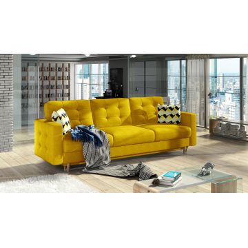 Canapea extensibila 3 locuri ELTAP, Ask17, Asgard, 233x92x93 cm, lemn/poliester, galben