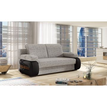Canapea extensibila 3 locuri ELTAP, Laura, 202x79x84 cm, lemn/poliester, gri deschis/negru